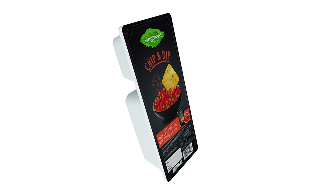 Wingreens Farms Chip Dip Tangy Cheese Pita Chips With Peri Peri Salsa Dip   Pack  80 grams